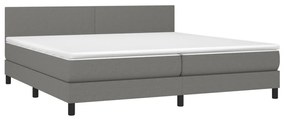 Κρεβάτι Boxspring με Στρώμα Σκούρο Γκρι 200x200 εκ. Υφασμάτινο - Γκρι