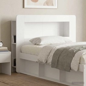 vidaXL Κρεβάτι με Κεφαλάρι Γυαλιστερό Λευκό