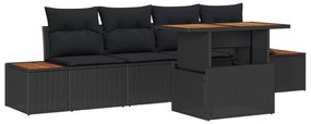 Σετ Καναπέ Κήπου με αποθήκευση 5 pcs Μαύρο Πολυ ράταν