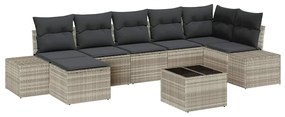 vidaXL Σετ Καναπέ Κήπου με μαξιλάρι 7 pcs Ανοιχτό γκρι συνθετικό ρατάν