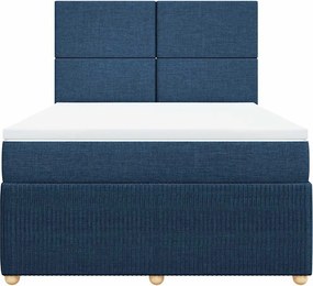 vidaXL Κρεβάτι Boxspring με Στρώμα Μπλε 140x200 εκ. Υφασμάτινο