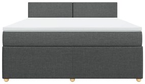 Κρεβάτι Boxspring με Στρώμα Σκούρο Γκρι 180x200 εκ Υφασμάτιν - Γκρι