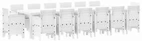 vidaXL Σέτ φαγητού για κήπο 15 pcs Λευκό Rattan Polt