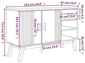 Μπουφές OLDEN Λευκό &amp; Καφέ 114x43x73,5 εκ. Μασίφ Ξύλο Πεύκου - Λευκό