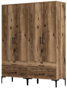 Ντουλάπα Τετράφυλλη Kumsal 845HCT5487 160x47,5x201,4cm Walnut Four Door