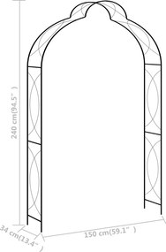 vidaXL Αψίδα Κήπου Μαύρη 150 x 34 x 240 εκ. Σιδερένια