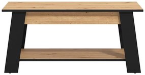 Τραπεζάκι Σαλονιού Piave Artisan Oak - Μαύρο Μάτ 101x55x47 εκ. 101x55x47 εκ.