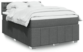 Κρεβάτι Boxspring με Στρώμα Σκούρο Γκρι 160x200 εκ Υφασμάτινο - Γκρι