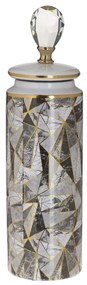 Βάζο Με Καπάκι Κεραμικό 3-70-902-0074 White-Grey Δ12,5Χ45 Inart Ceramic