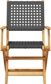 vidaXL Σετ Επίπλων Bistro 3 τεμ. Μαύρο Ρατάν/Μασίφ Ξύλο