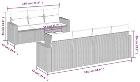 vidaXL Σαλόνι Κήπου 8 Τεμαχίων Μαύρο από Συνθετικό Ρατάν με Μαξιλάρια