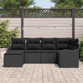 vidaXL Σετ Καναπέ Κήπου με μαξιλάρι 6 pcs Μαύρο Πολυ ράταν