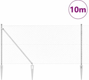 vidaXL Περίφραξη με Σπίθες 10 x 1,2 μ Γαλβανισμένος Χάλυβας Ασημί