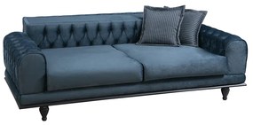 Καναπές 3θέσιος κρεβάτι PWF-0514 pakoworld βελούδο μπλε-μαύρο 220x90x80εκ - 071-001144