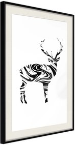 Αφίσα - Marble Stag - 40x60 - Μαύρο - Με πασπαρτού