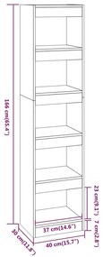 vidaXL Βιβλιοθήκη/Διαχωριστικό Χώρου Γκρι Sonoma 40x30x166 εκ.
