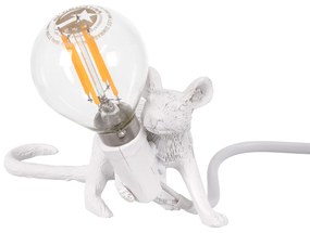 GloboStar® MOUSE 00676 Vintage Επιτραπέζιο Φωτιστικό Πορτατίφ Λαμπατέρ Μονόφωτο με Ντουί 1 x E14 AC 230V Λευκό Πλαστικό Μ13 x Π4 x Υ7cm