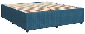 vidaXL Κρεβάτι Boxspring με Στρώμα Σκούρο Μπλε 200x200 εκ. Βελούδινο