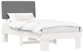 vidaXL Σκελετός Κρεβατιού με Επενδεδυμένο Κεφαλάρι Ανοιχτό γκρι