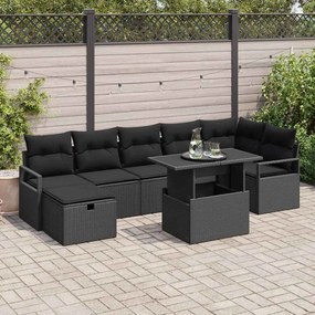 vidaXL Σετ Καναπέ Κήπου με μαξιλάρι 8 pcs Μαύρο Πολυ ράταν