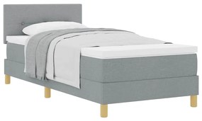 vidaXL Κρεβάτι box spring με στρώμα Ανοιχτό γκρι 90 x 200 cm ύφασμα