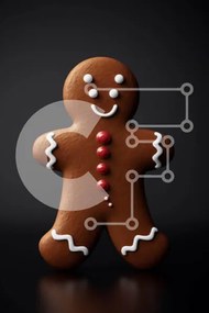 Intra Συλλεκτικό Ξύλινο Παζλ Plywood  4mm - Gingerbread Man Cookie με κόκκινα και λευκά διακοσμητικά Σε Ξύλινο Κουτί - Διαστάσεις: 10x10 cm – 25 κομμάτια