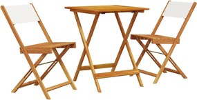 vidaXL Σετ Επίπλων Bistro 3 τεμ. Κρεμ Ύφασμα/Μασίφ Πεύκου