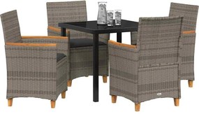 vidaXL Σέτ φαγητού για κήπο 5 pcs Γκρι συνθετικό ρατάν