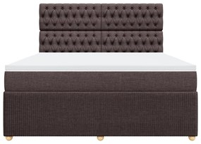 vidaXL Κρεβάτι Boxspring με Στρώμα Σκούρο Καφέ 180x200 εκ Υφασμάτινο