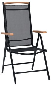 Καρέκλες Κήπου Πτυσσόμενες 2 τεμ. Μαύρες Αλουμίνιο/Textilene - Μαύρο