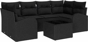 vidaXL Σετ Καναπέ Κήπου με αποθήκευση 7 pcs Μαύρο συνθετικό ρατάν