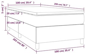 Κρεβάτι Boxspring με Στρώμα Κρεμ 100x200εκ. από Συνθετικό Δέρμα - Κρεμ