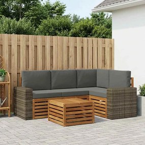 vidaXL Σειρά Καναπέ Εξωτερικού 5 pcs Φυσικό και Ανθρακί
