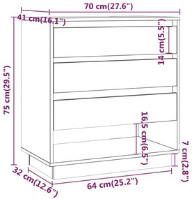 Μπουφές Καπνιστή Δρυς 70x41x75 εκ. από Επεξεργασμένο Ξύλο - Καφέ