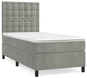 ΚΡΕΒΑΤΙ BOXSPRING ΜΕ ΣΤΡΩΜΑ ΑΝΟΙΧΤΟ ΓΚΡΙ 90X190 ΕΚ. ΒΕΛΟΥΔΙΝΟ 3143235