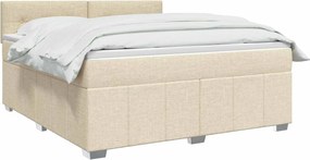 vidaXL Κρεβάτι box spring με στρώμα Κρεμ 140 x 200 cm Ύφασμα