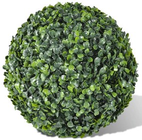 Πυξάρι σε Σχήμα Μπάλας με Τεχνητά Φύλλα 2 τεμ. 35 εκ. - Πράσινο