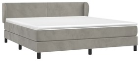 vidaXL Κρεβάτι Boxspring με Στρώμα Ανοιχτό Γκρι 180x200 εκ. Βελούδινο