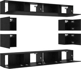 vidaXL Σετ επίπλου τηλεόρασης 8 pcs Μαύρη Οξυά Επεξεργασμένο ξύλο
