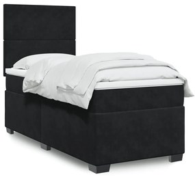 vidaXL Κρεβάτι Boxspring με Στρώμα Μαύρο 80 x 200 εκ. Βελούδινο