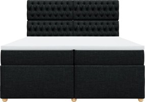 vidaXL Κρεβάτι Boxspring με Στρώμα Μαύρο 200x200 εκ. Υφασμάτινο