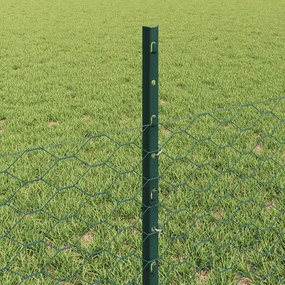 vidaXL Εξωτερική εξάγωνη περίφραξη με στήλη 25 x 0,5 m Πράσινο Δίχτυ
