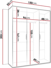 Ντουλάπα Malaga plus τρίφυλλη-Cashmere