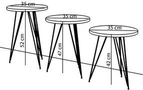 Βοηθητικά τραπέζια σαλονιού Merci σετ 3τεμ απομίμηση λευκό γκρι μαρμάρου-μαύρο 35x35x52 εκ.