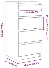 Ντουλάπι Γκρι Sonoma 37,5x35x76 εκ. Ξύλινο μηχανουργικό ξύλο - Γκρι