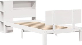 vidaXL Κρεβάτι Βιβλιοθήκη Χωρίς Στρώμα Λευκό 75x190 εκ Μασίφ Πεύκο