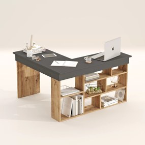 Γραφείο γωνιακό &quot;VIANA&quot; σε χρώμα atlantic pine/ανθρακί 115x120x72