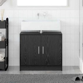 vidaXL Ντουλάπι Μπάνιου Μαύρη Οξυά 63 x 29 x 55 cm Επεξεργασμένο ξύλο