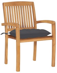 vidaXL Καρέκλες Κήπου Στοιβαζόμενες 8 τεμ. Μασίφ Ξύλο Teak &amp; Μαξιλάρια