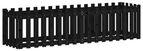 vidaXL Ζαρντινιέρα με Σχέδιο Φράχτη Μαύρη 200x50x50 εκ. Μασίφ Πεύκο